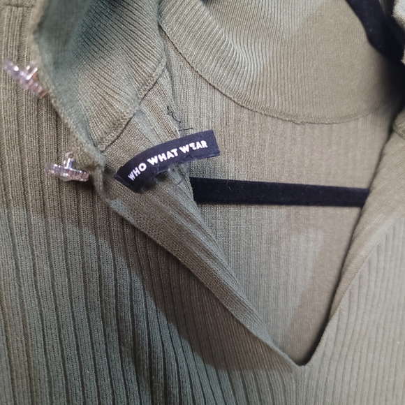 Who What Wear EUC Classic Vintage Inspired Army Green Ribbed Sweater Dress LARGE - Picture 2 of 11